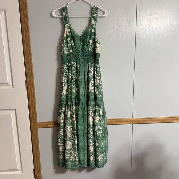 Entro Green and White Floral Maxi Dress Size Small - Picture 2 of 11